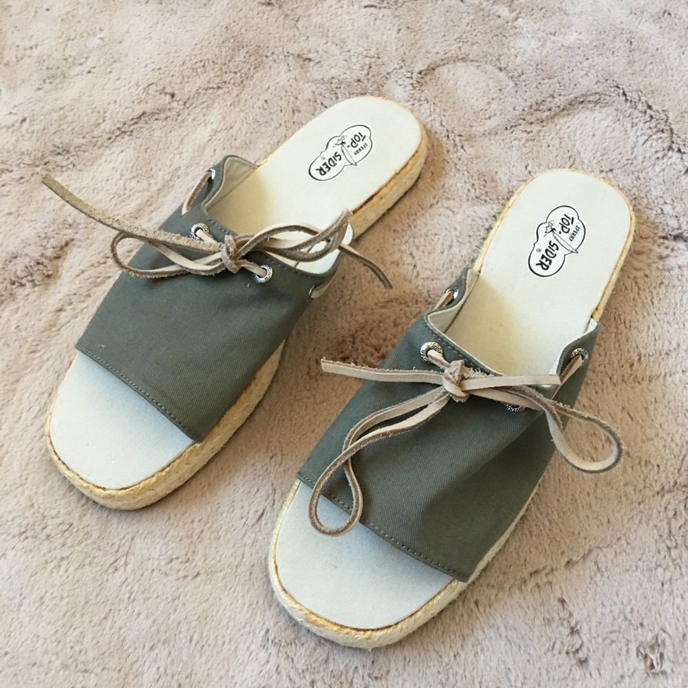 🆕 Sperry Top-Sider Espadrille Canvas Slide Sz 9